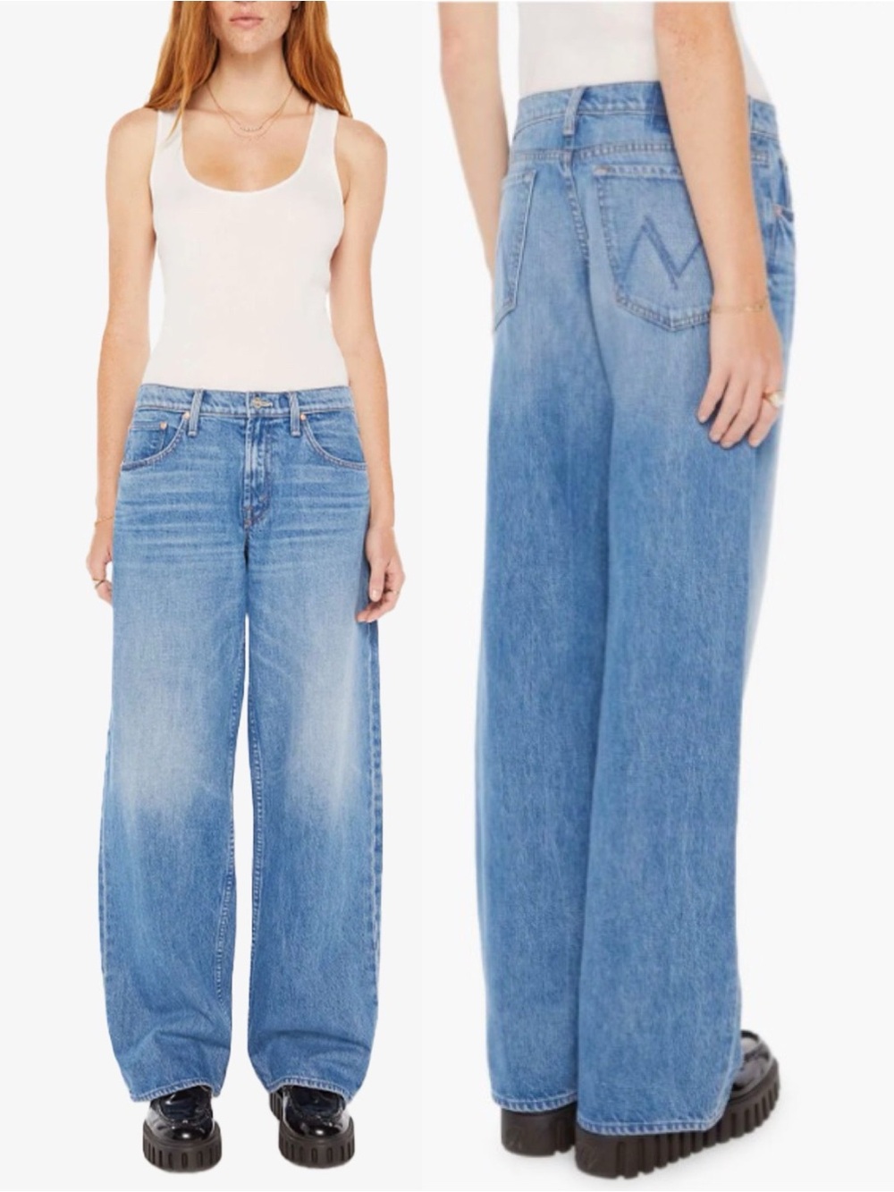 MOTHER SUPERIOR Jeans Down Low Spinner Sneak Love Line Blue Size 30